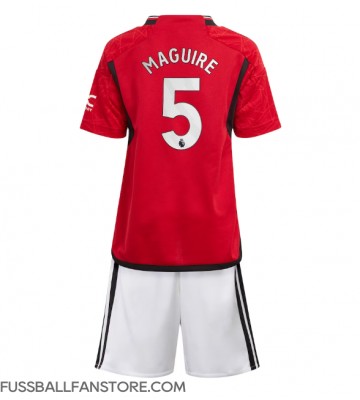 Manchester United Harry Maguire #5 Replik Heimtrikot Kinder 2023-24 Kurzarm (+ Kurze Hosen)